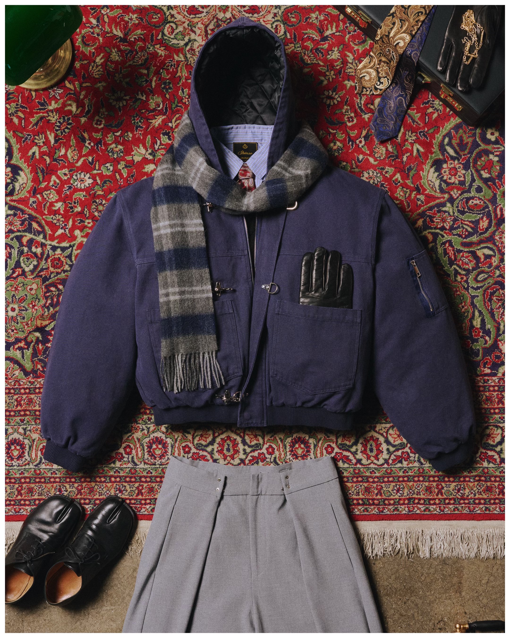 15OZ INDIGO CANVAS CLASP BOMBER JACKET