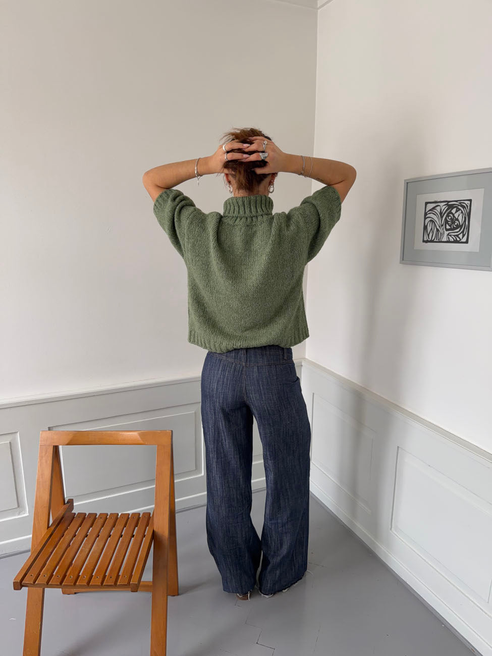 Dubleo knit sweater with short sleeves – Green