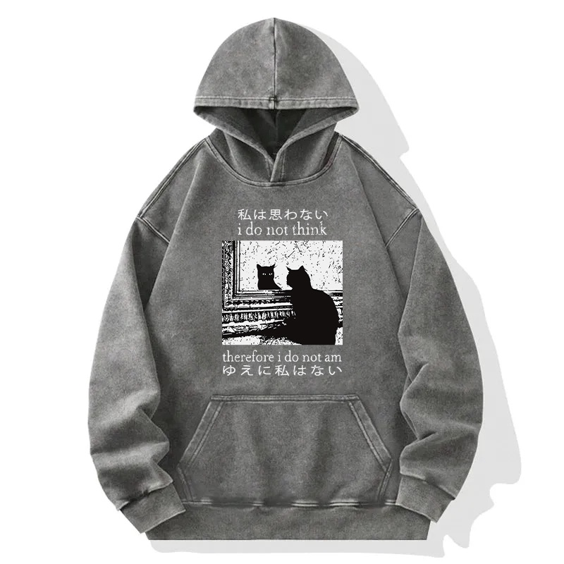 Thinking Cat Washed Hoodie