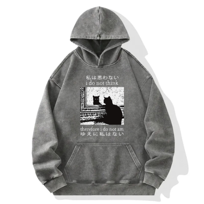 Thinking Cat Washed Hoodie