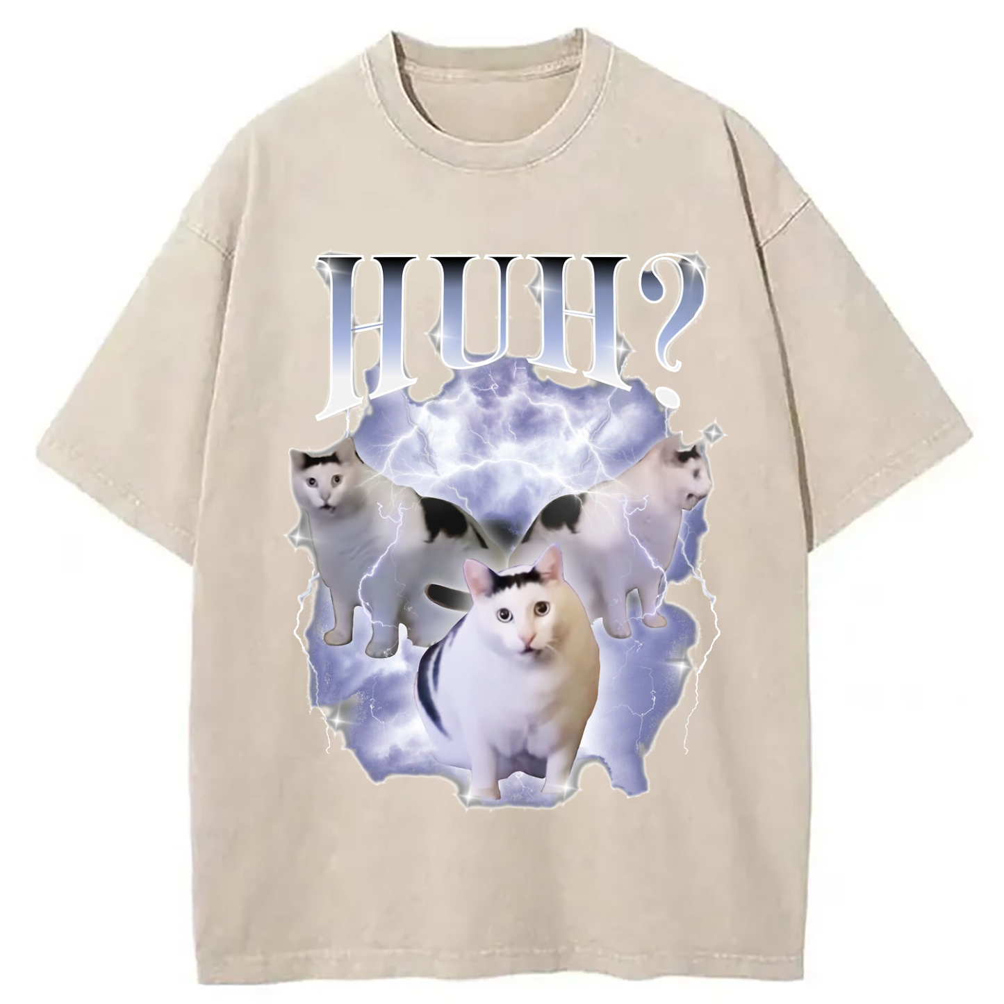 Huh Cat Chonky Ben Meme Washed T-Shirt