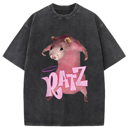 Funny Ratt Pink RATZ Washed T-Shirt