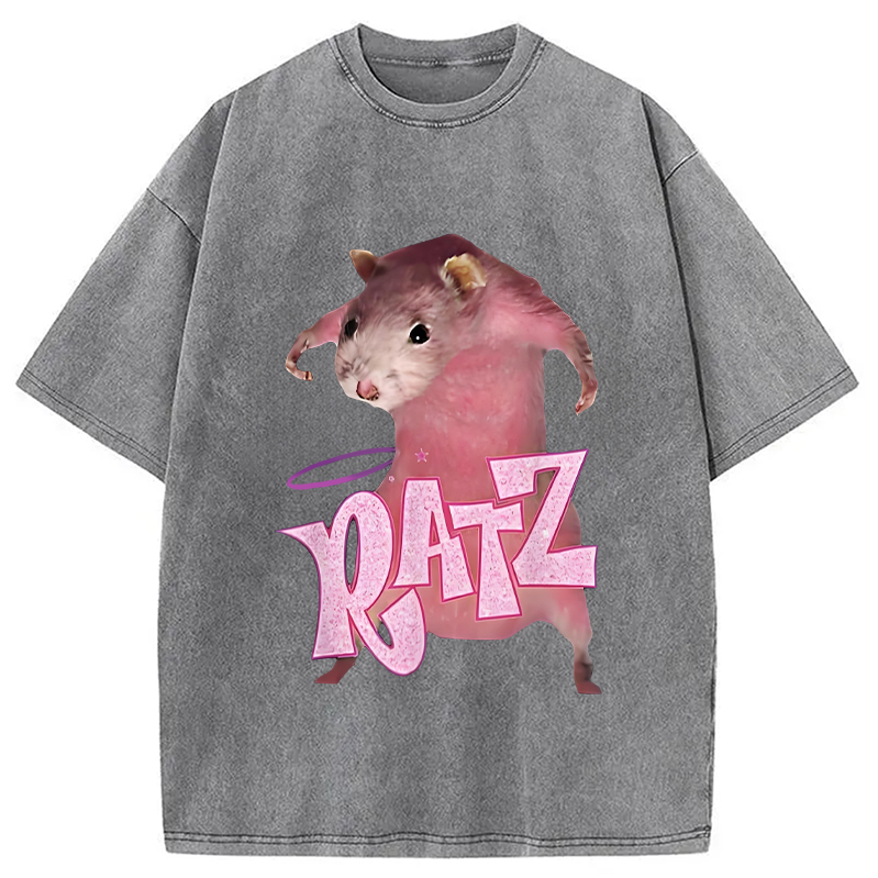 Funny Ratt Pink RATZ Washed T-Shirt