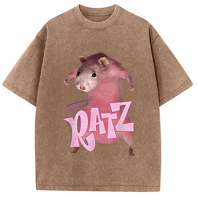 Funny Ratt Pink RATZ Washed T-Shirt