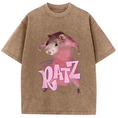 Funny Ratt Pink RATZ Washed T-Shirt