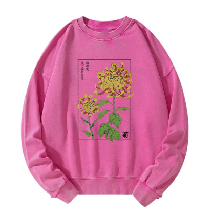 Retro Chrysanthemum Washed Sweatshirt