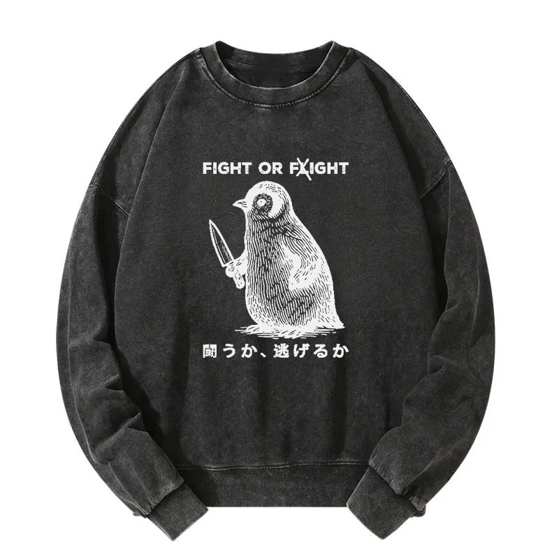 Funny Fight Or Flight Washed Sweatshirt