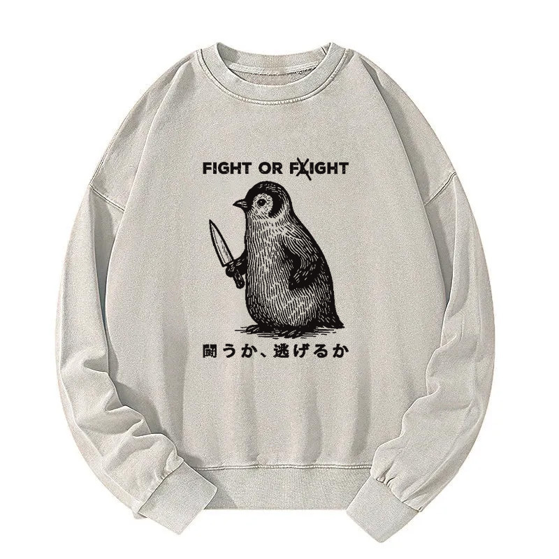 Funny Fight Or Flight Washed Sweatshirt