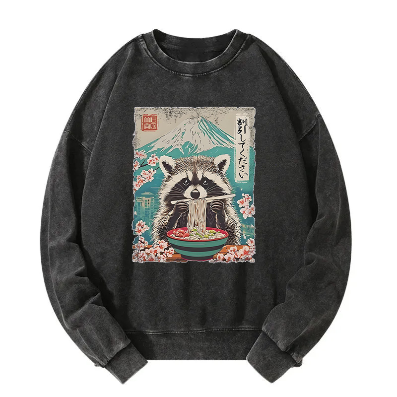 Please Give Raccoon A Discount Washed Sweatshirt