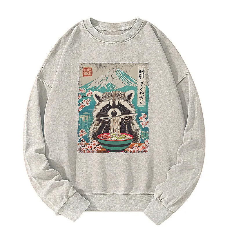 Please Give Raccoon A Discount Washed Sweatshirt