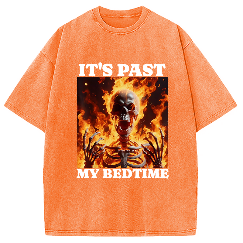 It's Past My Bedtime Funny Skeleton Meme Washed T-Shirt