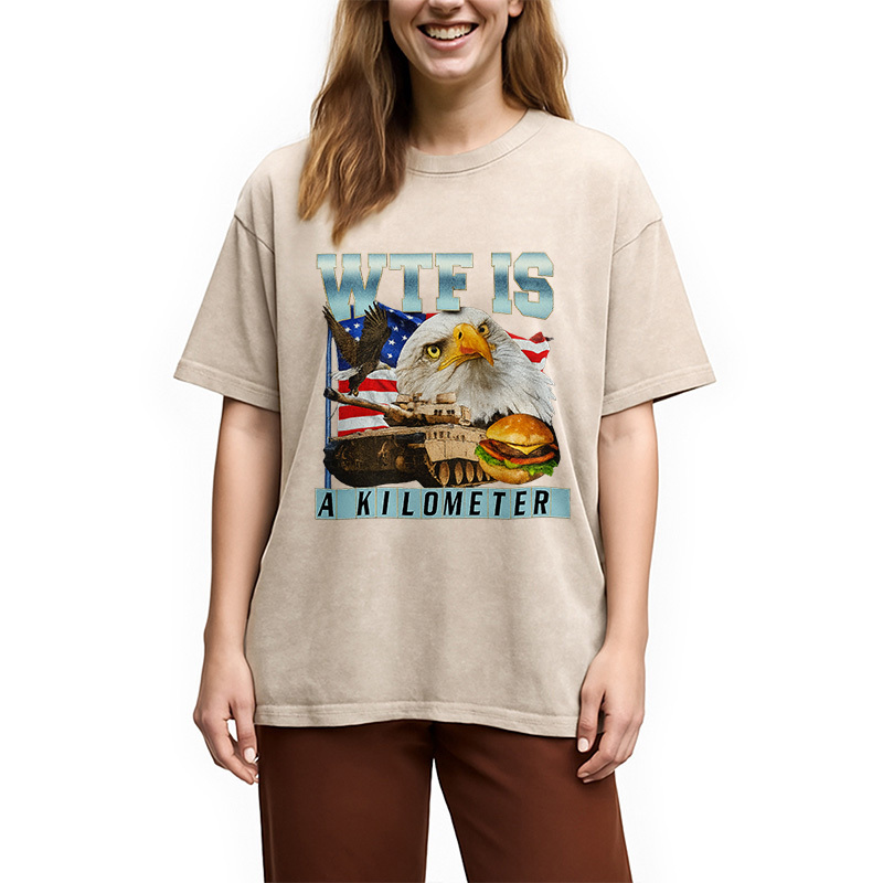 WTF Is A Kilometer Meme Washed T-Shirt