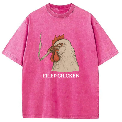 Fried Chicken 420 Smoking Meme Washed T-Shirt