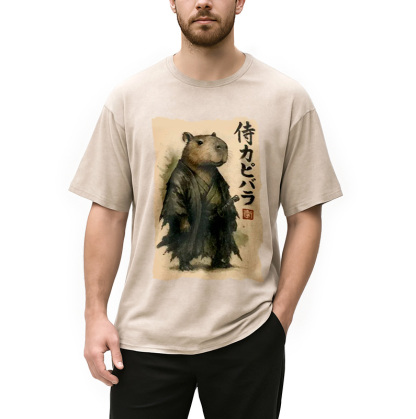 Capybara Samurai Washed T-Shirt