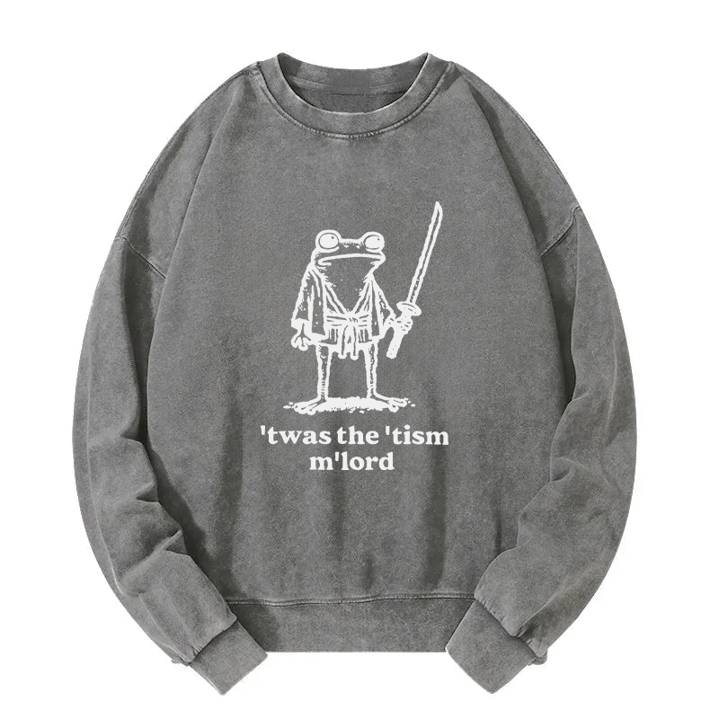 Focused Samurai Frog Washed Sweatshirt