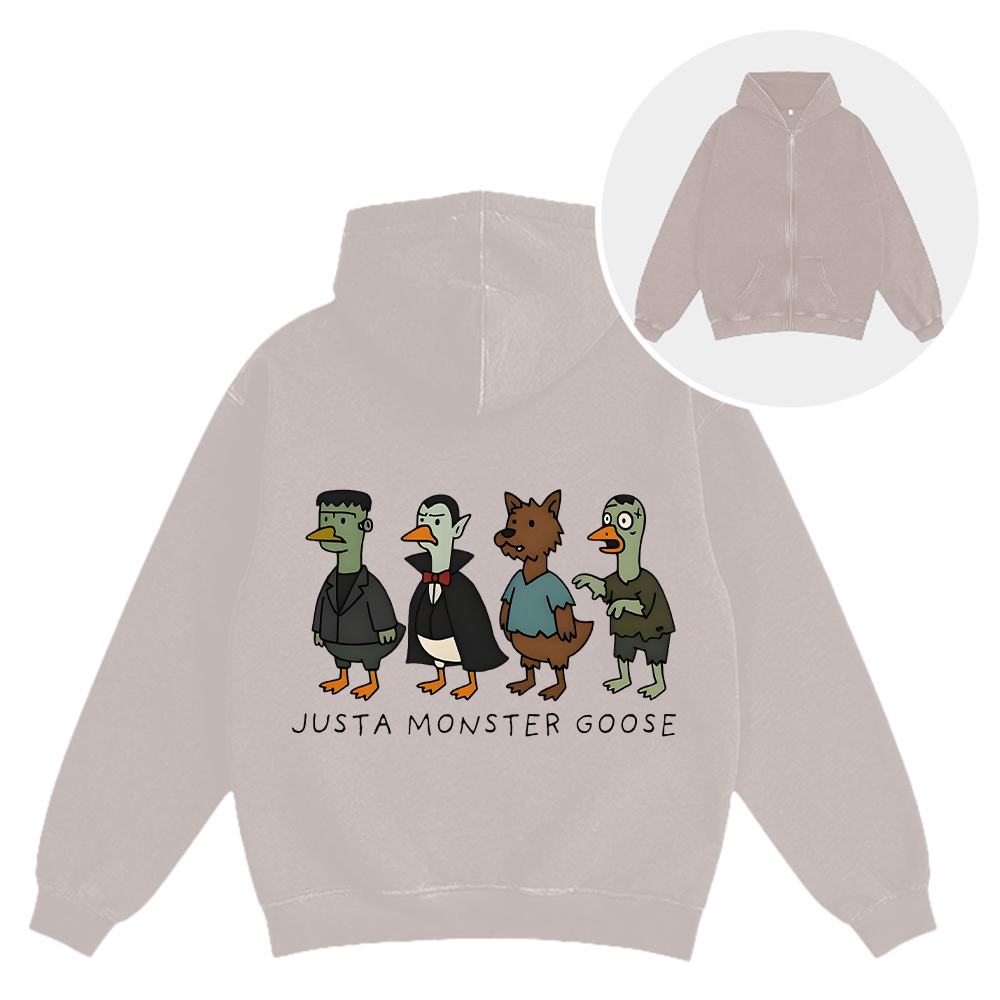 Just a Monster Goose Washed Zip Hoodie