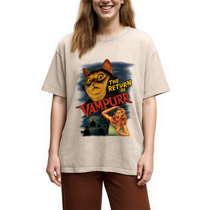 The Return of Vampurr The Halloween Cat Washed T-Shirt