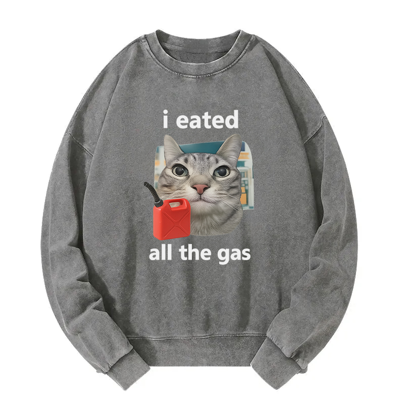 I Eated All The Gas Cat Funny Washed Sweatshirt