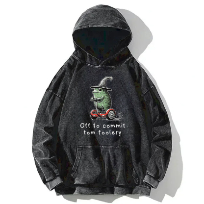 Frog Riding A Balance Scooter Washed Hoodie