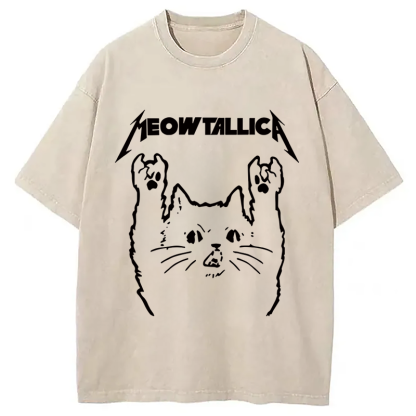 Vintage Album Cat Meowtallica Japan Washed T-Shirt