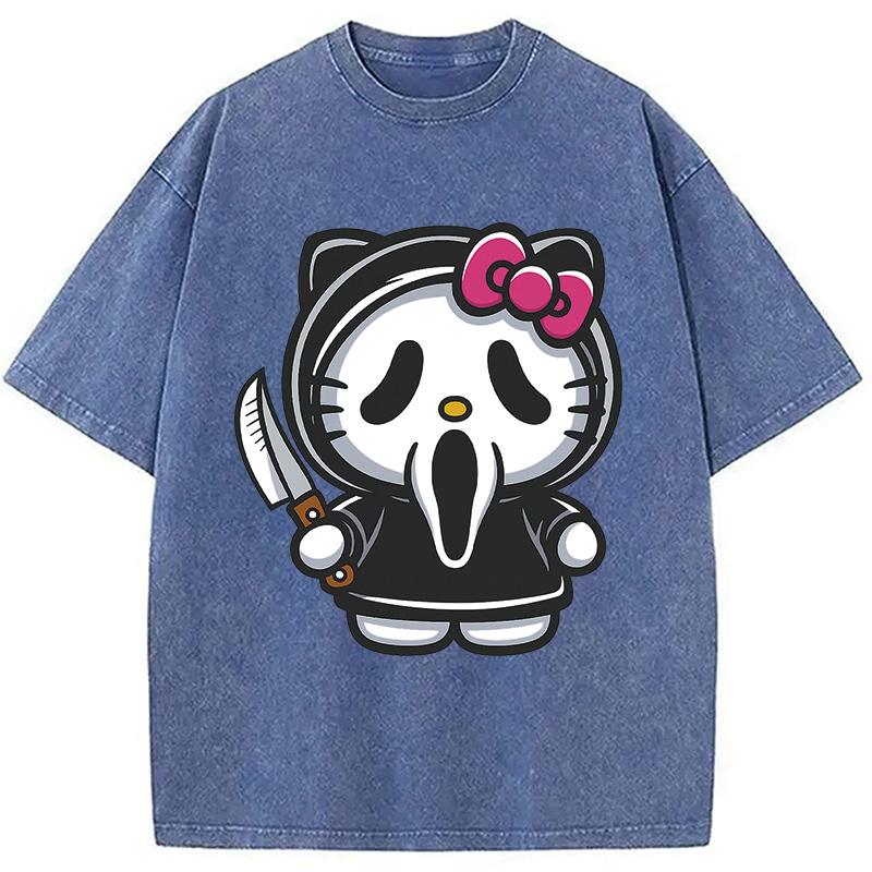 Scream Kitty Halloween Washed T-Shirt
