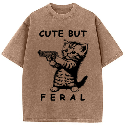 Ferocious Cat Washed T-Shirt