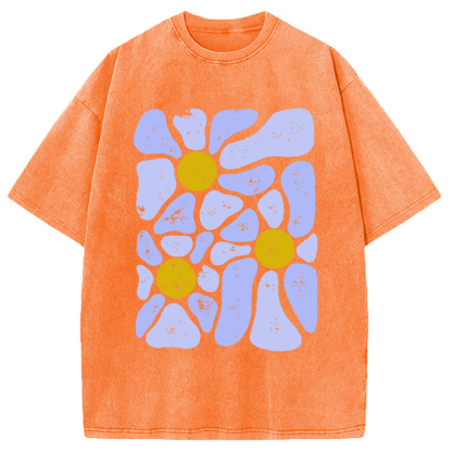Abstract Flowers Art Washed T-Shirt