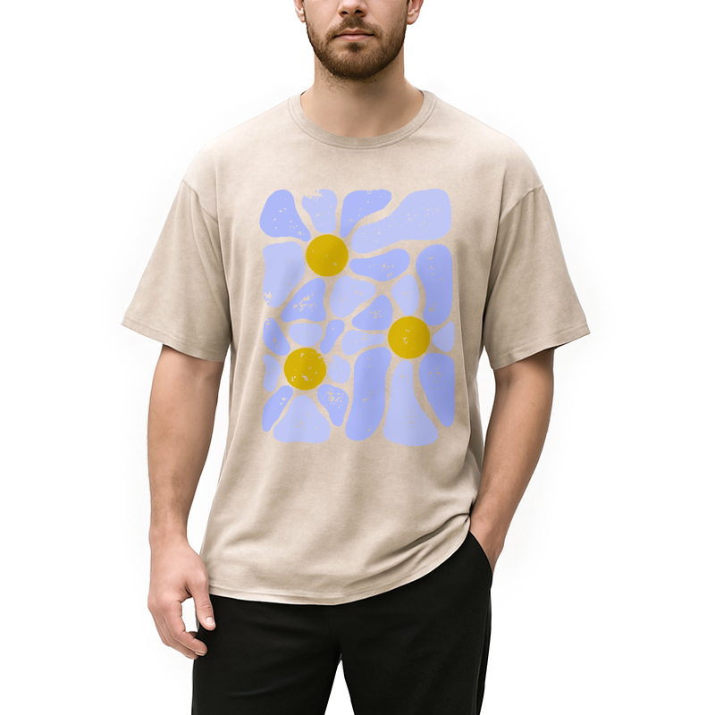 Abstract Flowers Art Washed T-Shirt