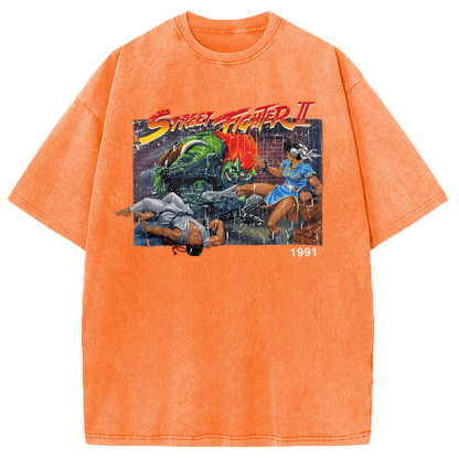 Street Fighter Retro Game Vintage Washed T-Shirt