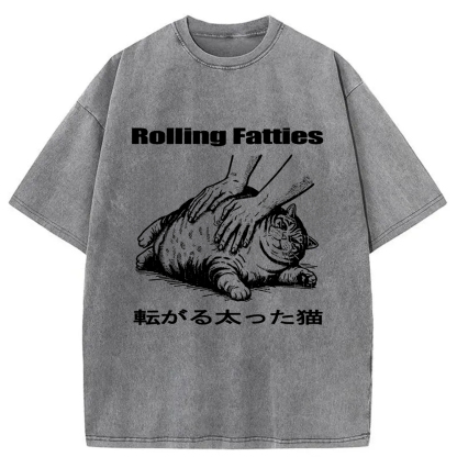 Rolling Fatties Cat Washed T-Shirt