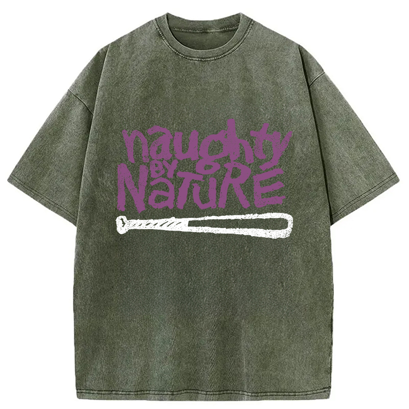 Logo Naughty By Nature Hiphop Washed T-Shirt