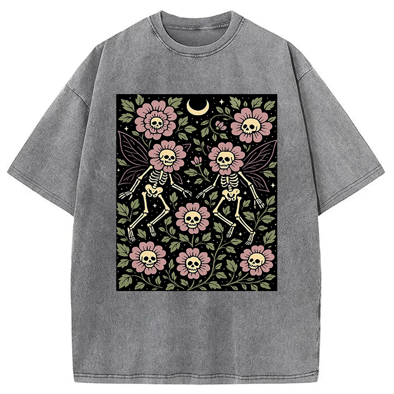 Skeleton Fairy Grunge Washed T-Shirt