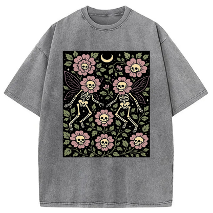 Skeleton Fairy Grunge Washed T-Shirt