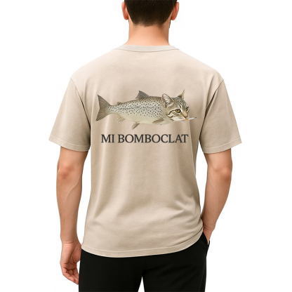 Bomboclat Fish Cat Meme Back Washed T-Shirt