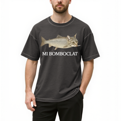 Bomboclat Fish Cat Meme Gradient Washed T-Shirt