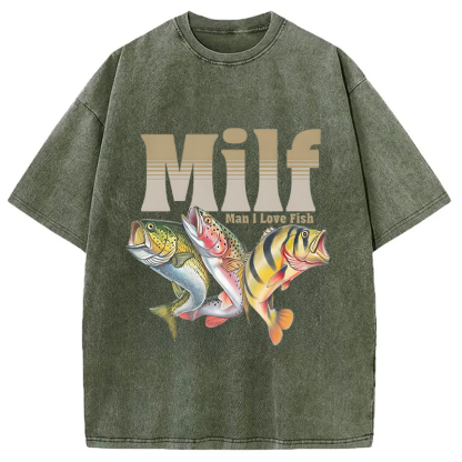 Man I Love Fish Meme Washed T-Shirt