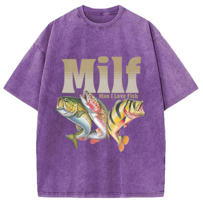 Man I Love Fish Meme Washed T-Shirt