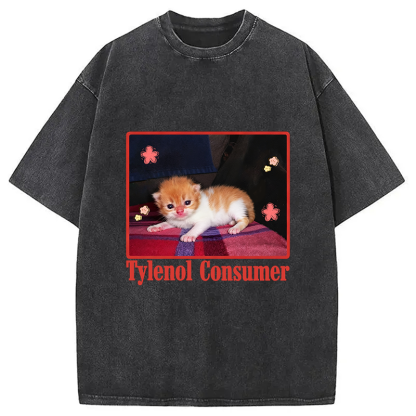 Tylenol Cat Meme Washed T-Shirt