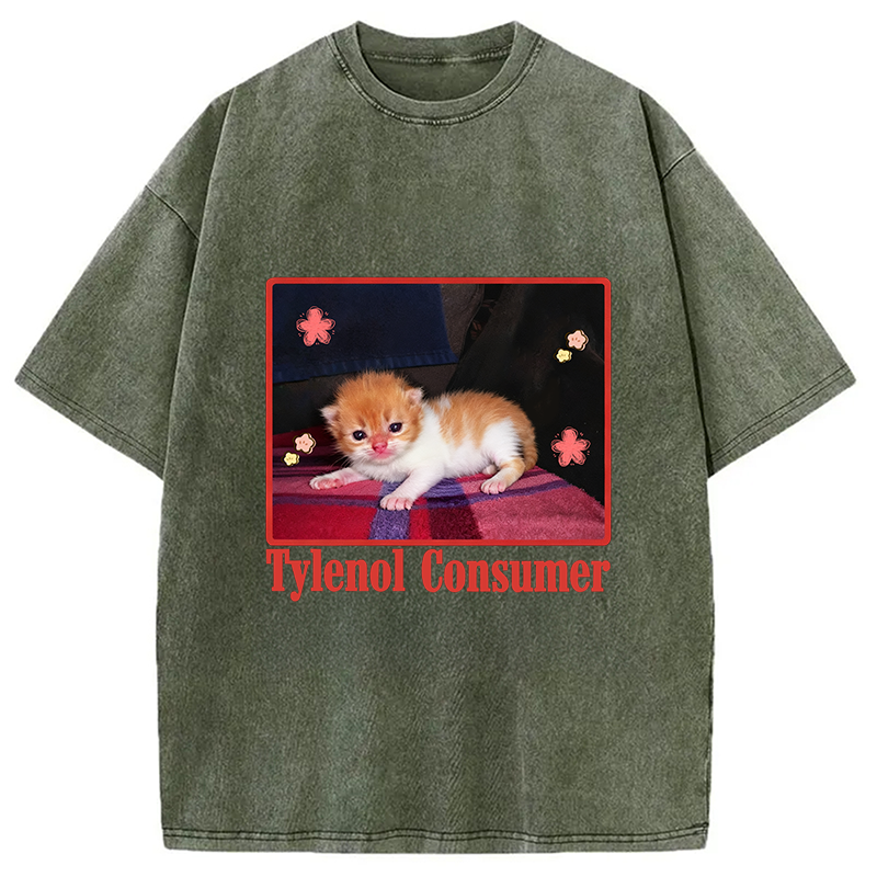 Tylenol Cat Meme Washed T-Shirt