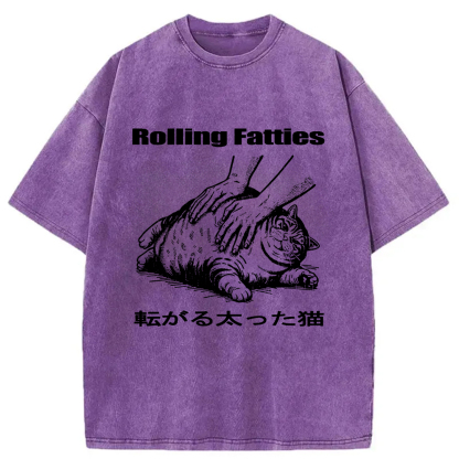 Rolling Fatties Cat Washed T-Shirt