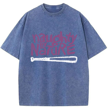 Logo Naughty By Nature Hiphop Washed T-Shirt