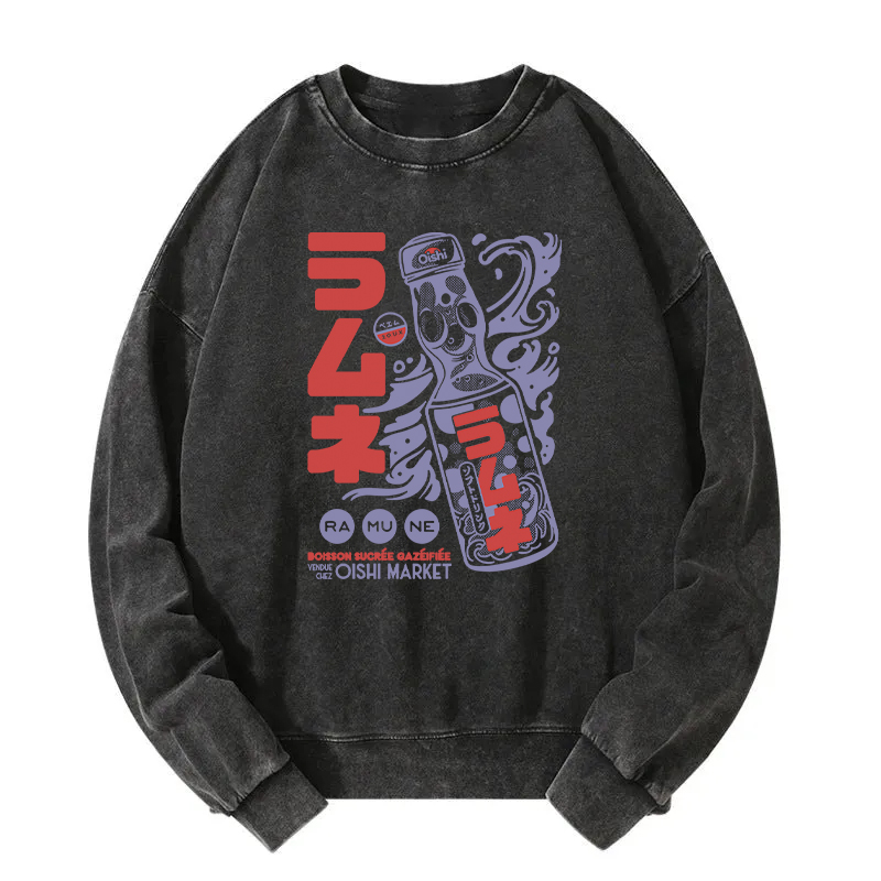 Ramune Print Japanese Washed Sweatshirt