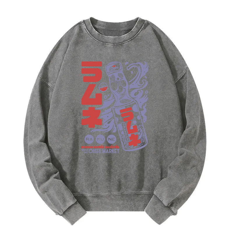 Ramune Print Japanese Washed Sweatshirt