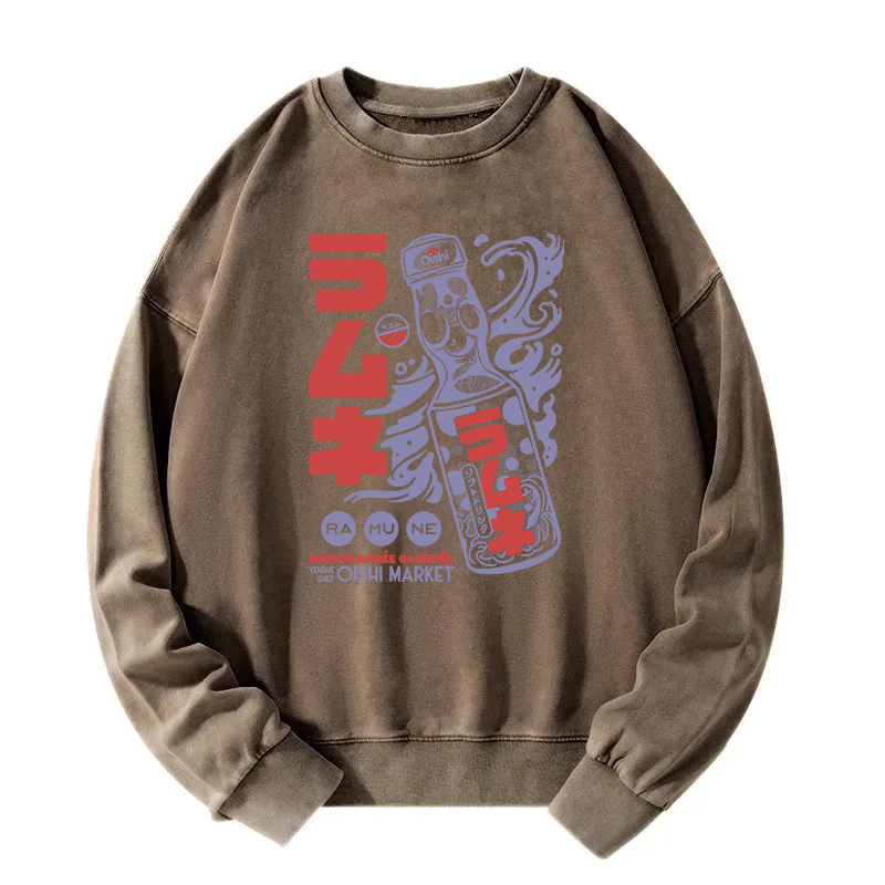 Ramune Print Japanese Washed Sweatshirt