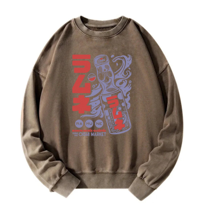 Ramune Print Japanese Washed Sweatshirt