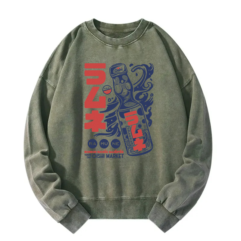Ramune Print Japanese Washed Sweatshirt