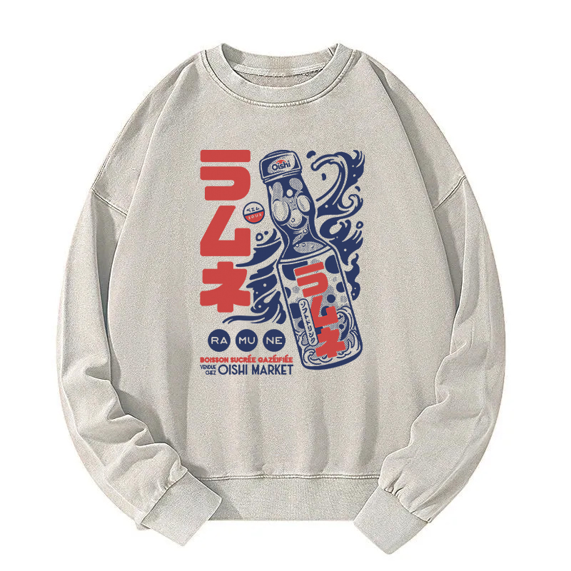 Ramune Print Japanese Washed Sweatshirt