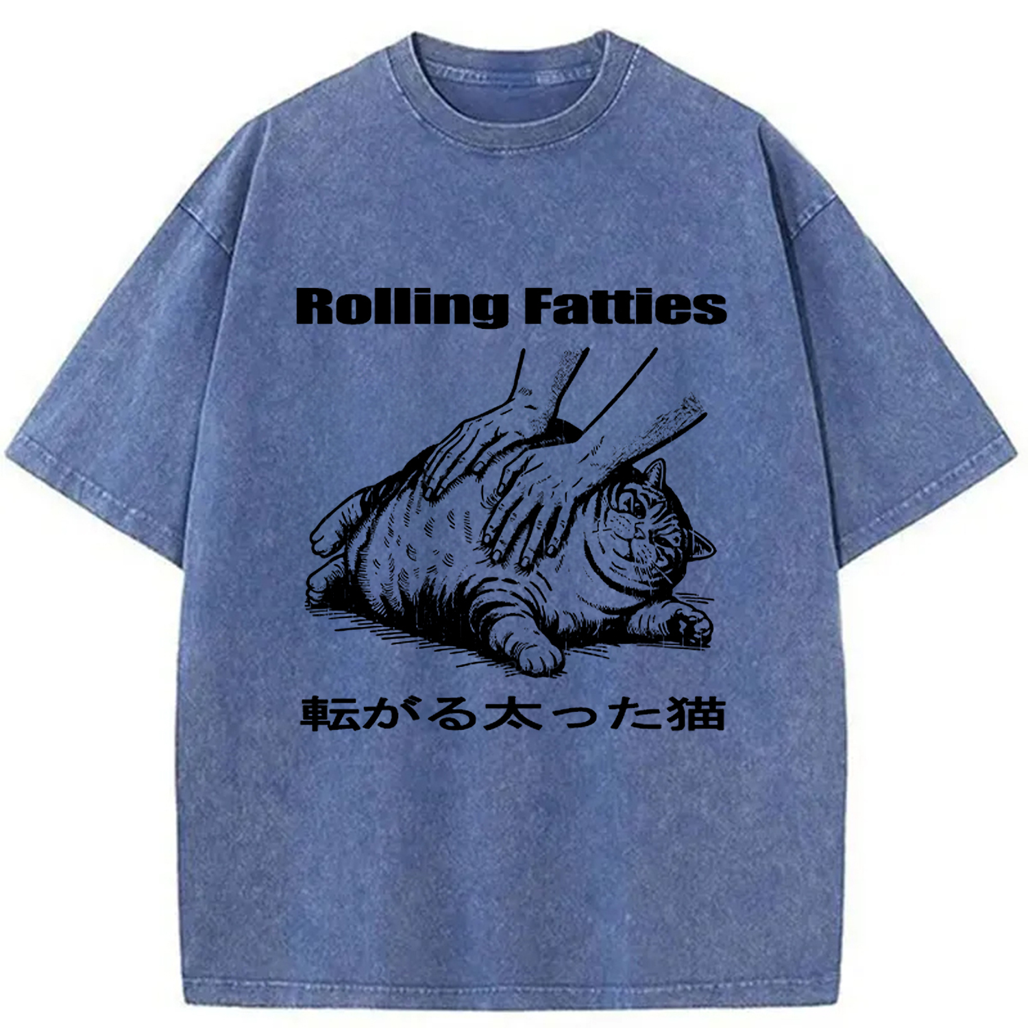 Rolling Fatties Cat Washed T-Shirt