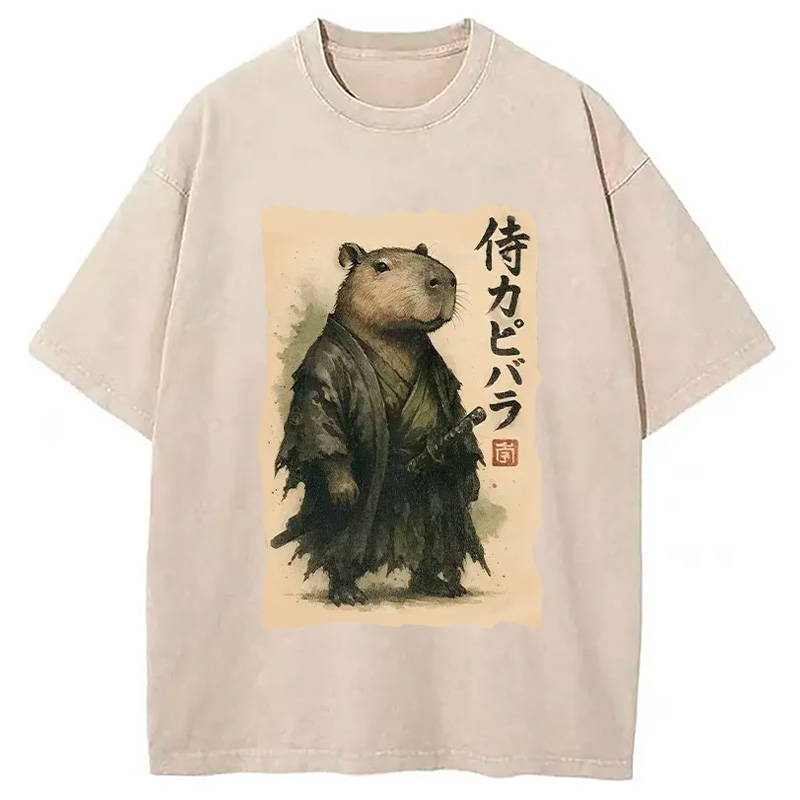 Capybara Samurai Washed T-Shirt