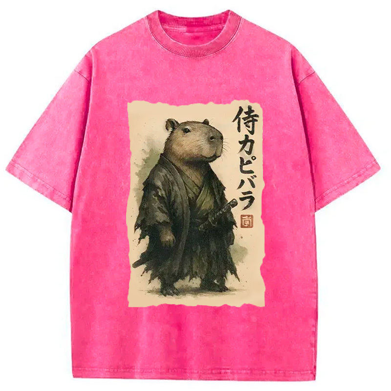 Capybara Samurai Washed T-Shirt